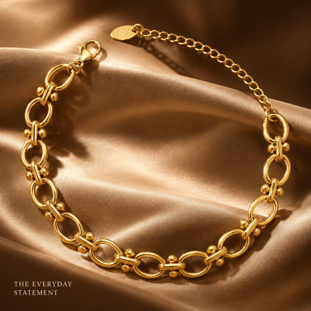 18K Gold Plated Bold Oval Link Chain Bracelet for Women, Waterproof Stainless Steel Chunky Paperclip Chain Bracelet, Minimalist Everyday Stackable Jewelry