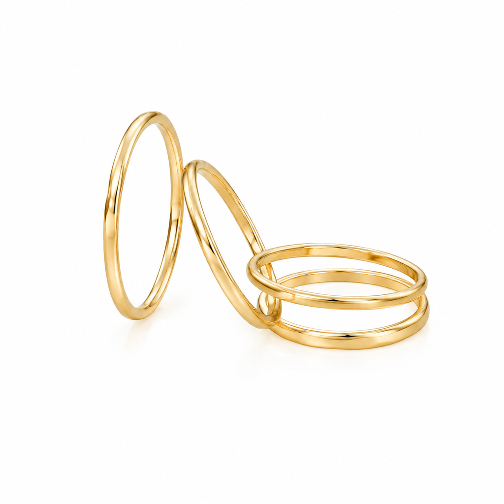 Thin Gold Stacking Ring, Minimalist Plain Band Ring, Tarnish Resistant Stainless Steel Simple Stackable Ring for Women