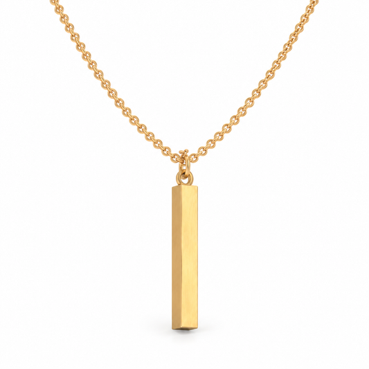 Gold Vertical Bar Pendant Necklace, Minimalist Rectangular Bar Necklace, Waterproof Tarnish-Free Stainless Steel Everyday Necklace for Women