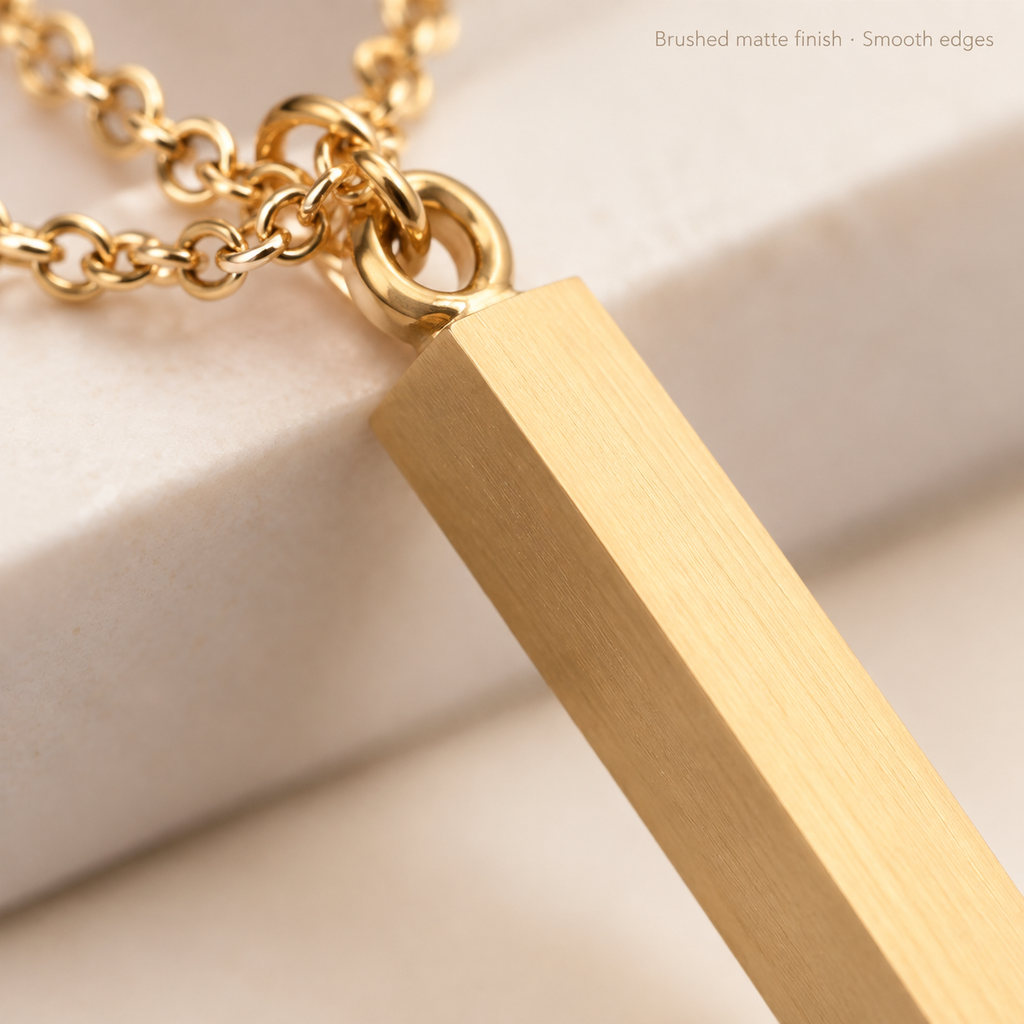Gold Vertical Bar Pendant Necklace, Minimalist Rectangular Bar Necklace, Waterproof Tarnish-Free Stainless Steel Everyday Necklace for Women