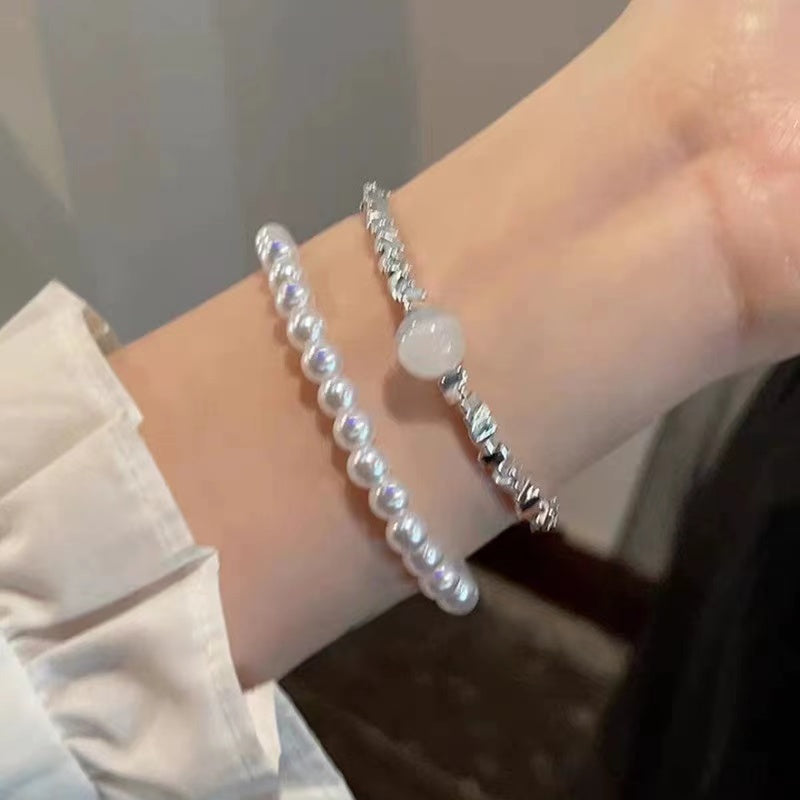 Silver + pearl bracelet niche simple primer luxury beaded bracelet