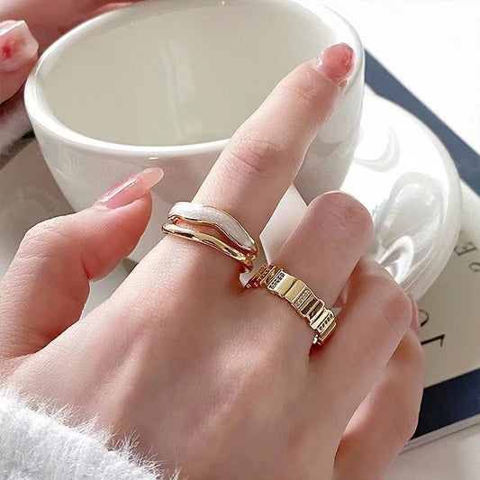 Zircon rectangular block splicing  +two layers rings