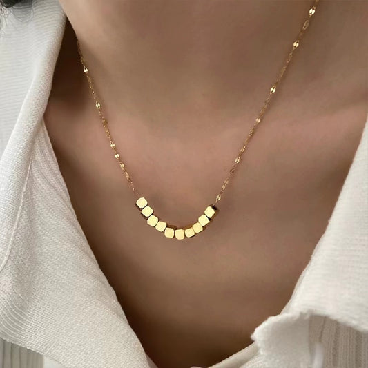Unique small blocks metal necklace