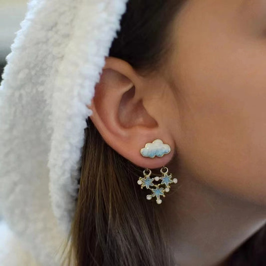 Unique cloud +snow ladies earrings