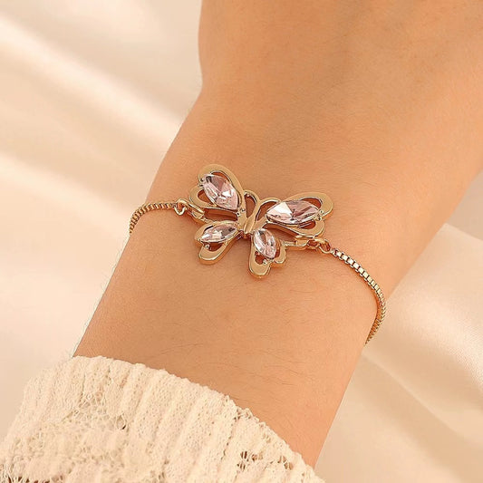 Crystal hollow butterfly ladies bracelet