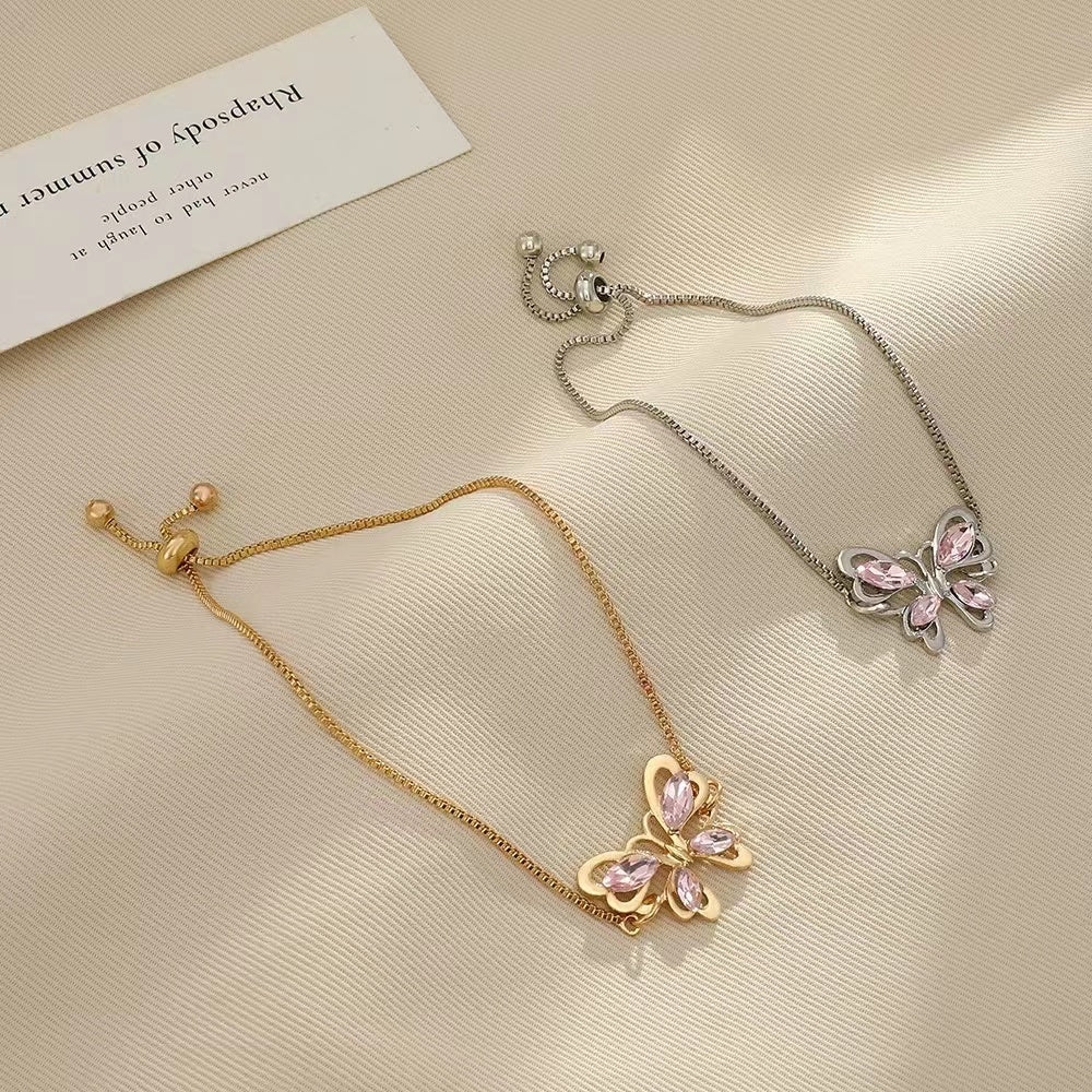 Crystal hollow butterfly ladies bracelet