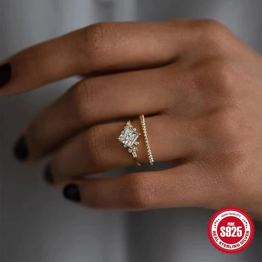 Mixed-cut CZ stones ring with real stering silver