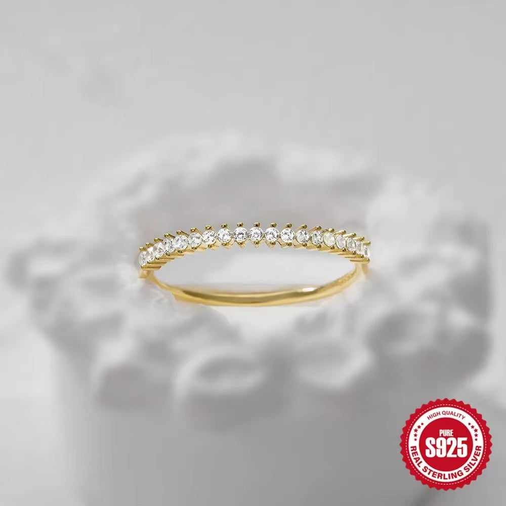 Mixed-cut CZ stones ring with real stering silver