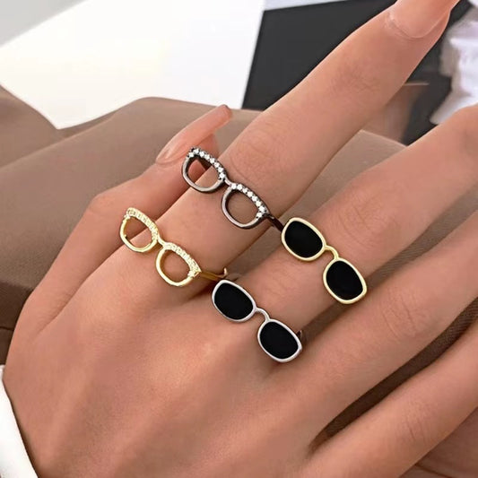 Mini glasses shape ladies rings