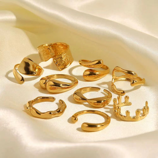 18k  Gold plating irregular shape fashion ladies rings