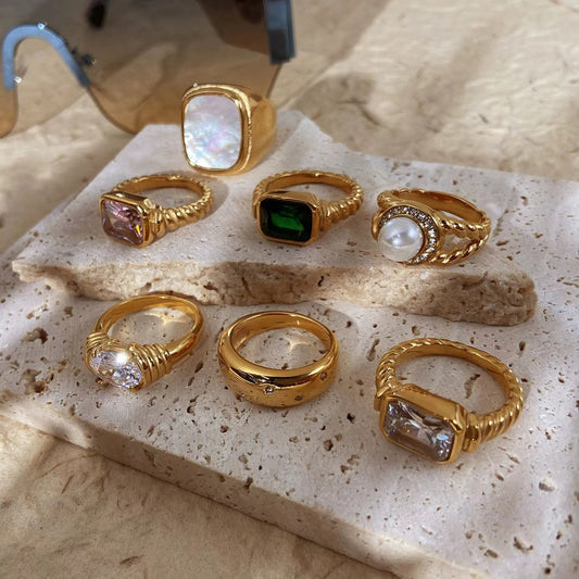 A chic accent 18k plating ladeis rings