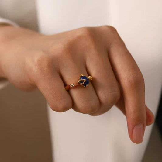 18k gold plating with blue colored stone