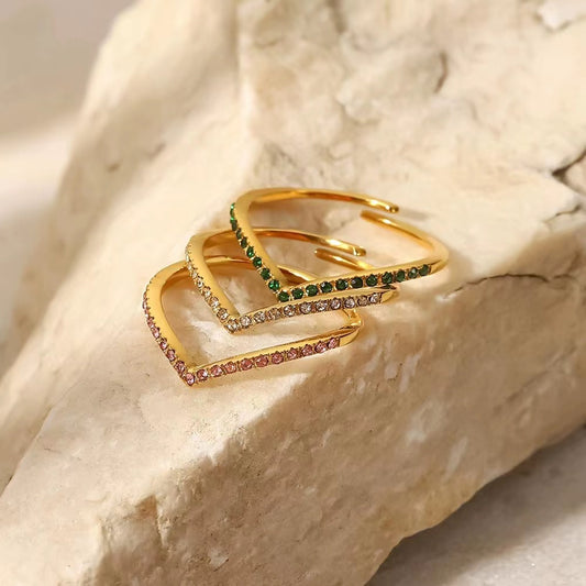 18K Gold plating these heart outline rings