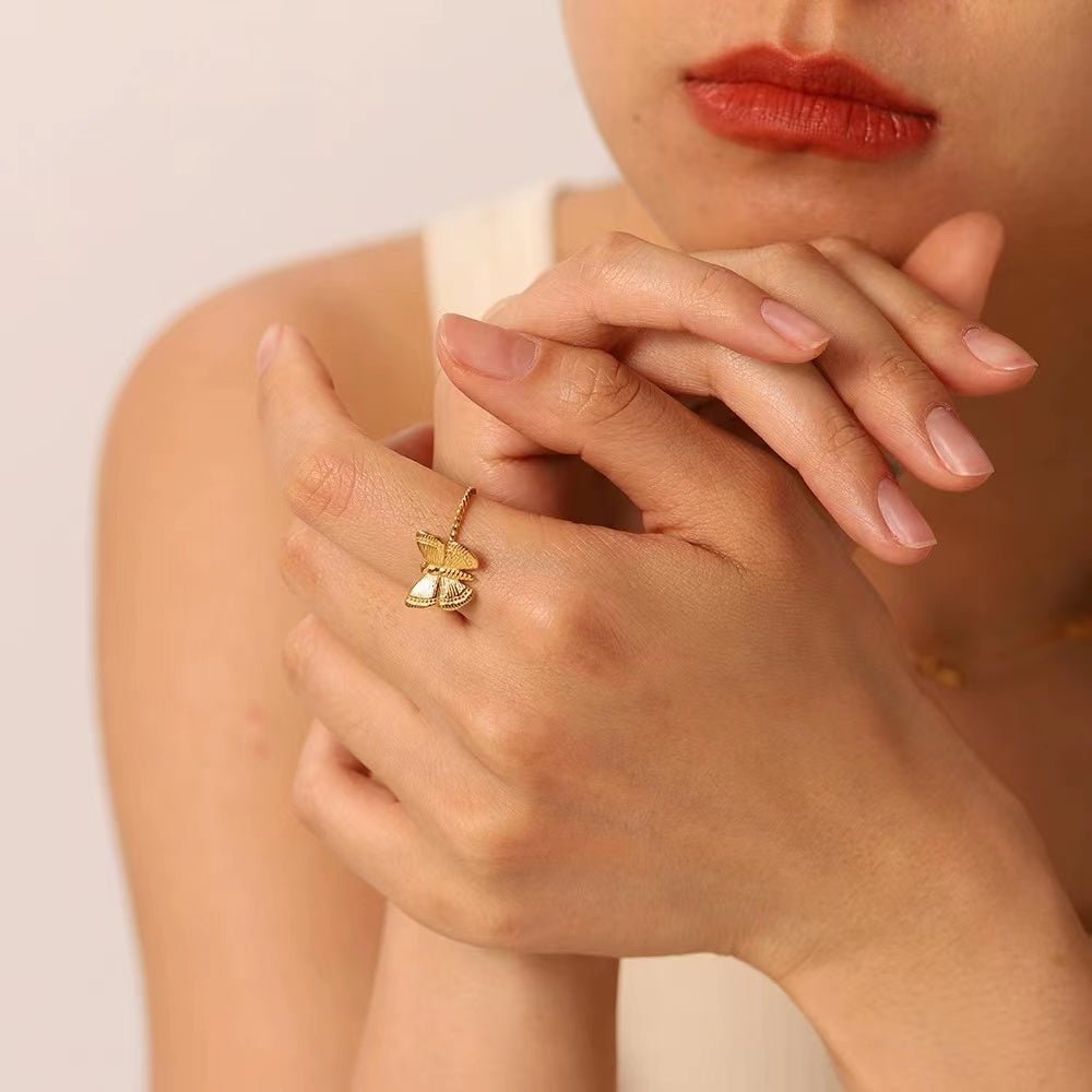 18K Gold plating butterfly ring