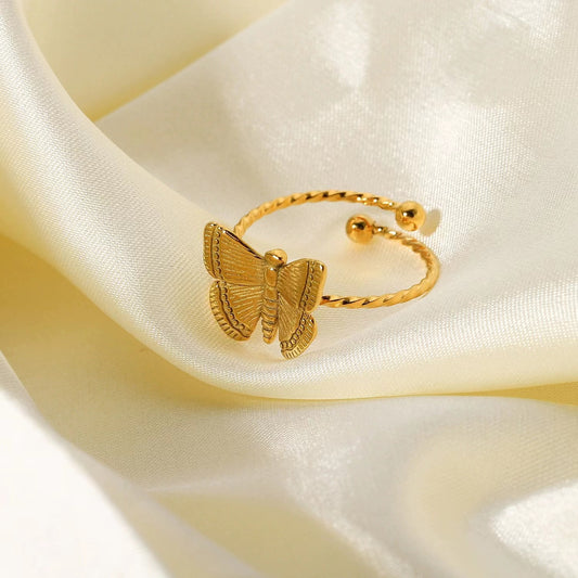 18K Gold plating butterfly ring