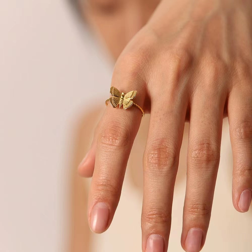 18K Gold plating butterfly ring