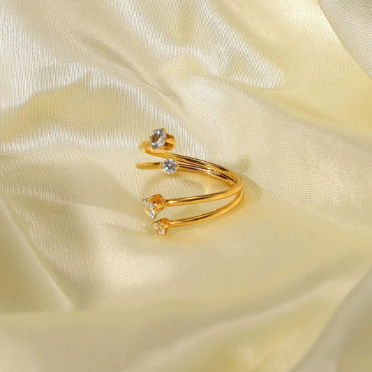 18K Gold plating 2 double S shape ring