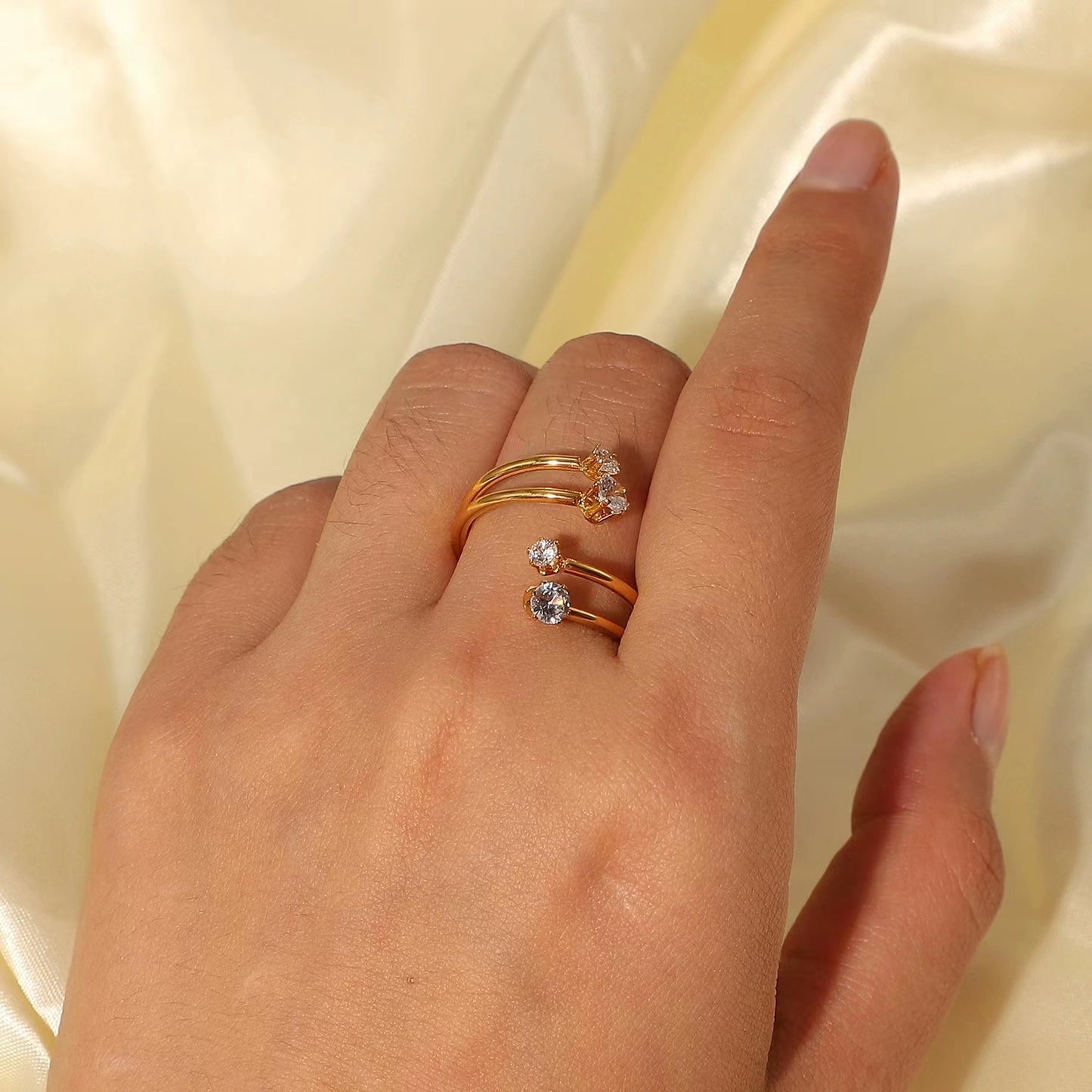18K Gold plating 2 double S shape ring