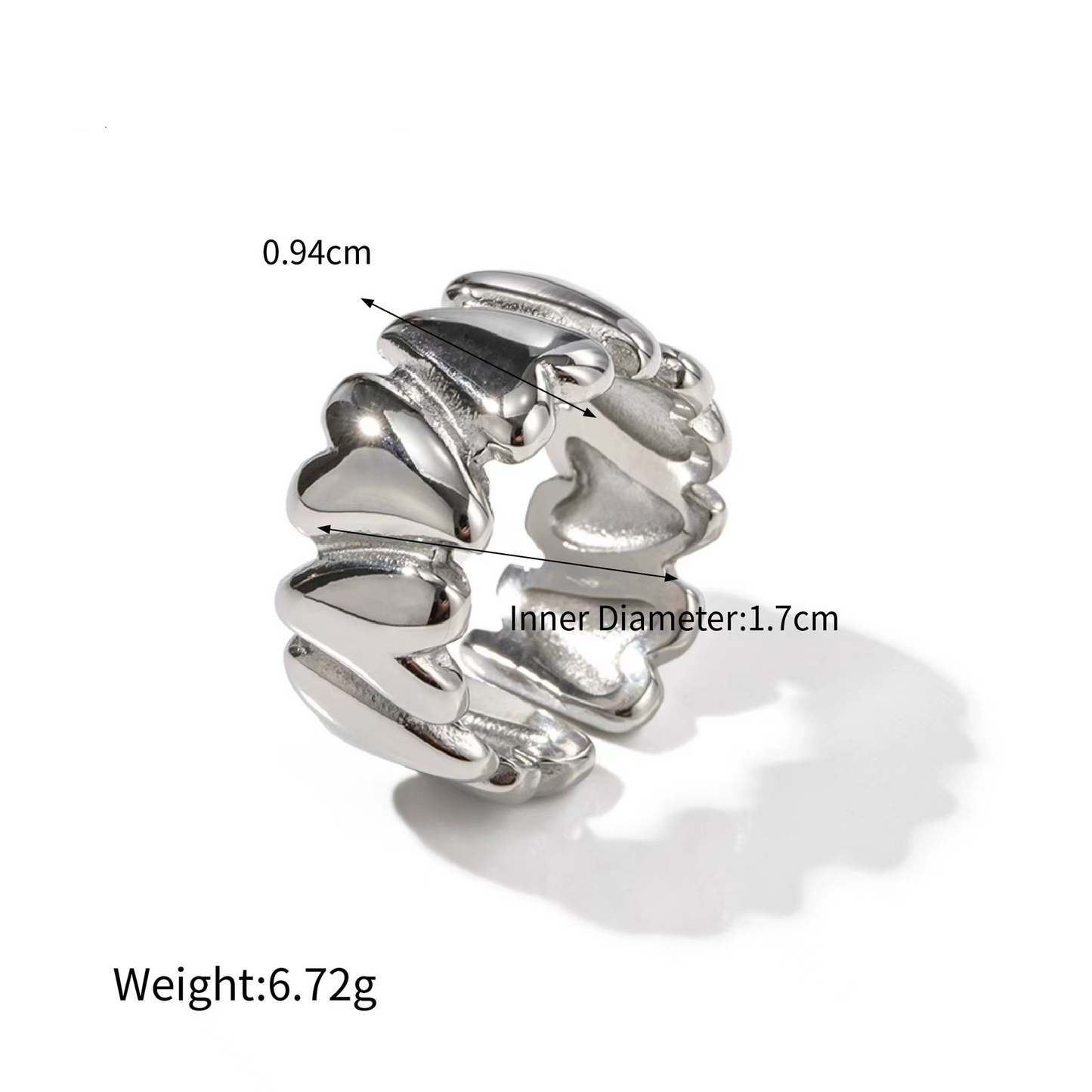 18K Gold or Rhodium plating hearts of rings