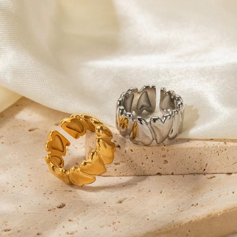 18K Gold or Rhodium plating hearts of rings