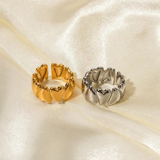 18K Gold or Rhodium plating hearts of rings