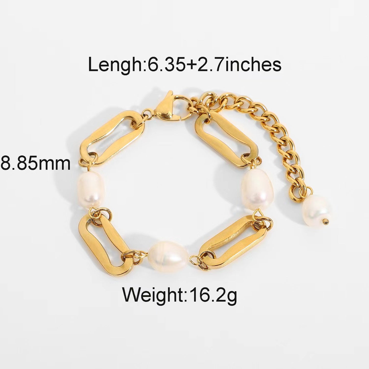 18K Gold plating chains bracelet with freshwater pearls.