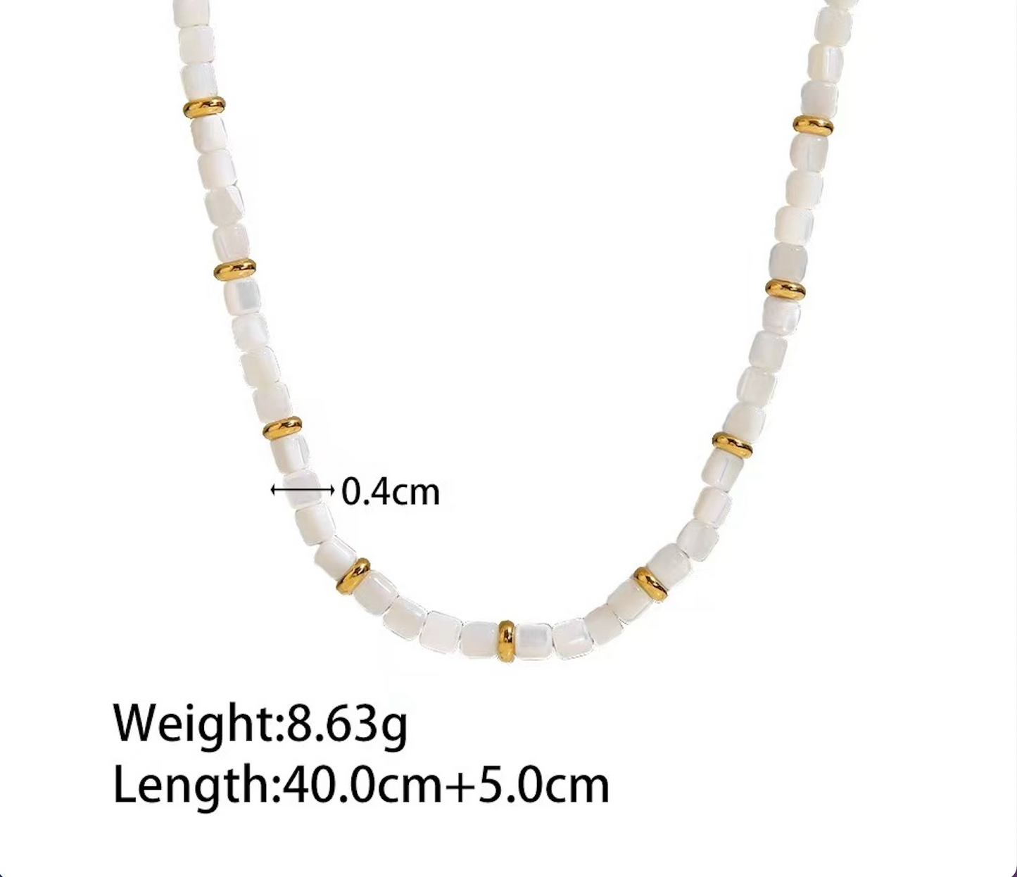 18K gold+white beads ladies necklace
