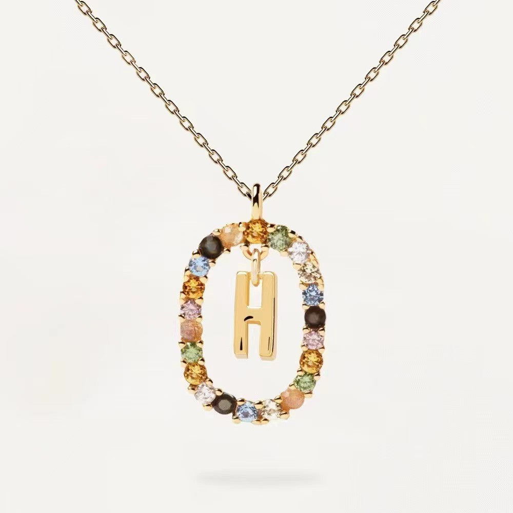 CZ stones letter necklace with real 95 stering silver
