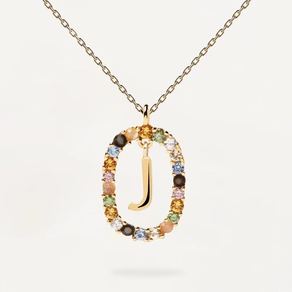 CZ stones letter necklace with real 95 stering silver