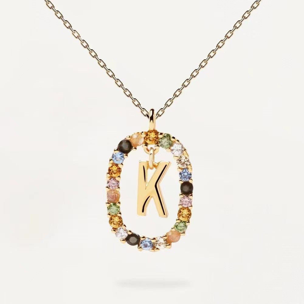 CZ stones letter necklace with real 95 stering silver