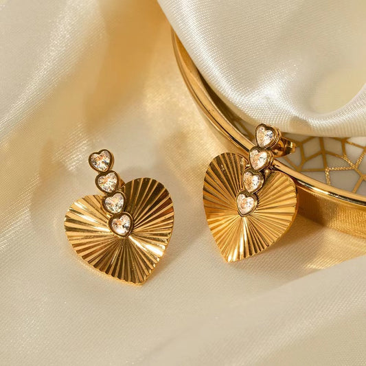 18k gold plating heart shape  ladies earrings