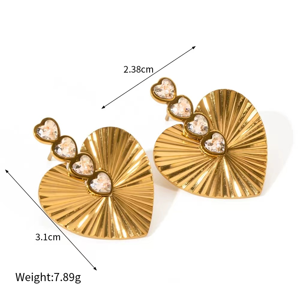 18k gold plating heart shape  ladies earrings
