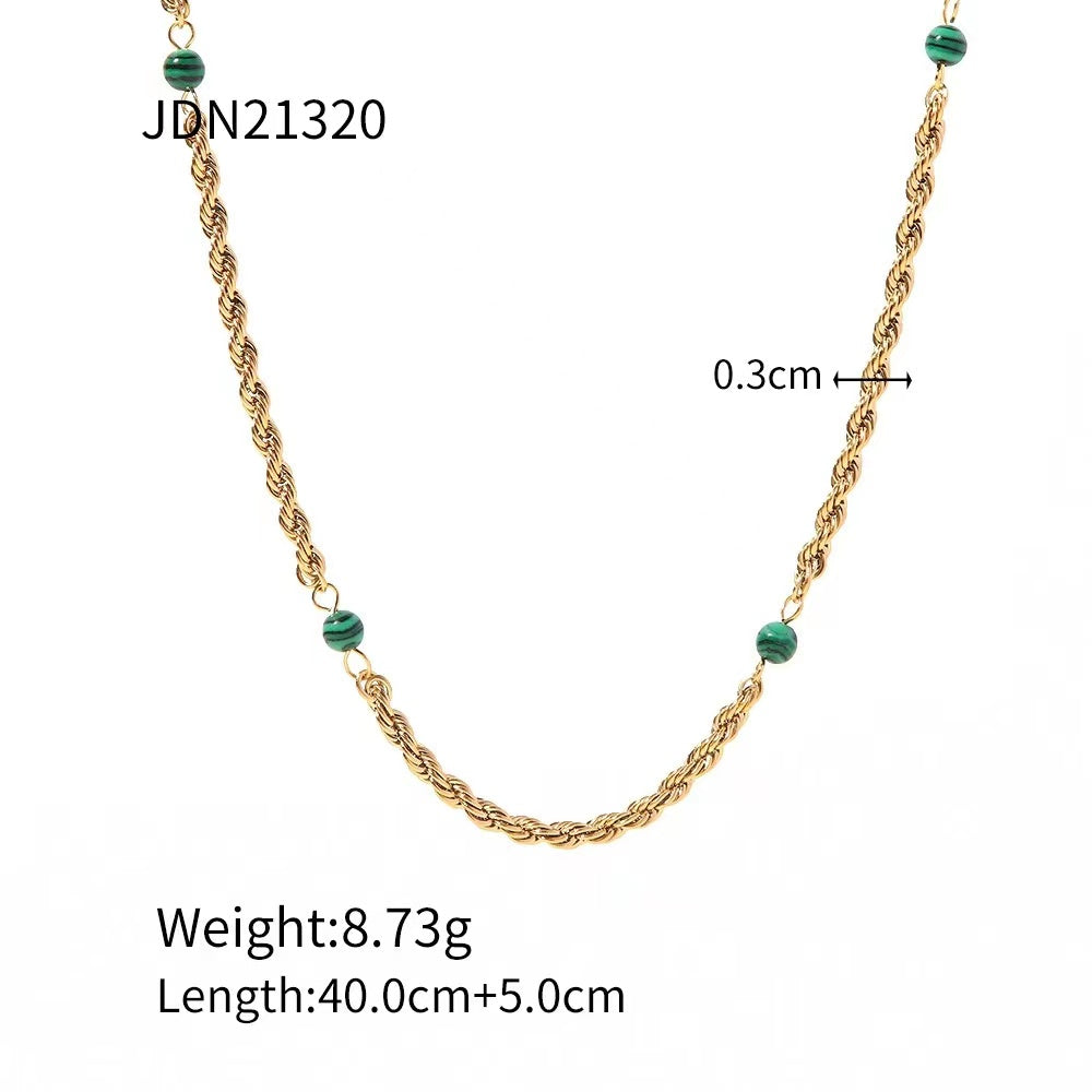 18k gold plating beads + Calaite  ladies necklace
