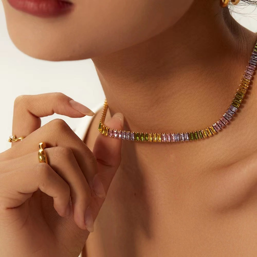 Chateau baguette CZ collar necklace