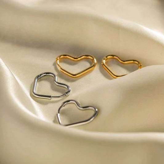 18K Gold or Rhodium plating heart outline earrings