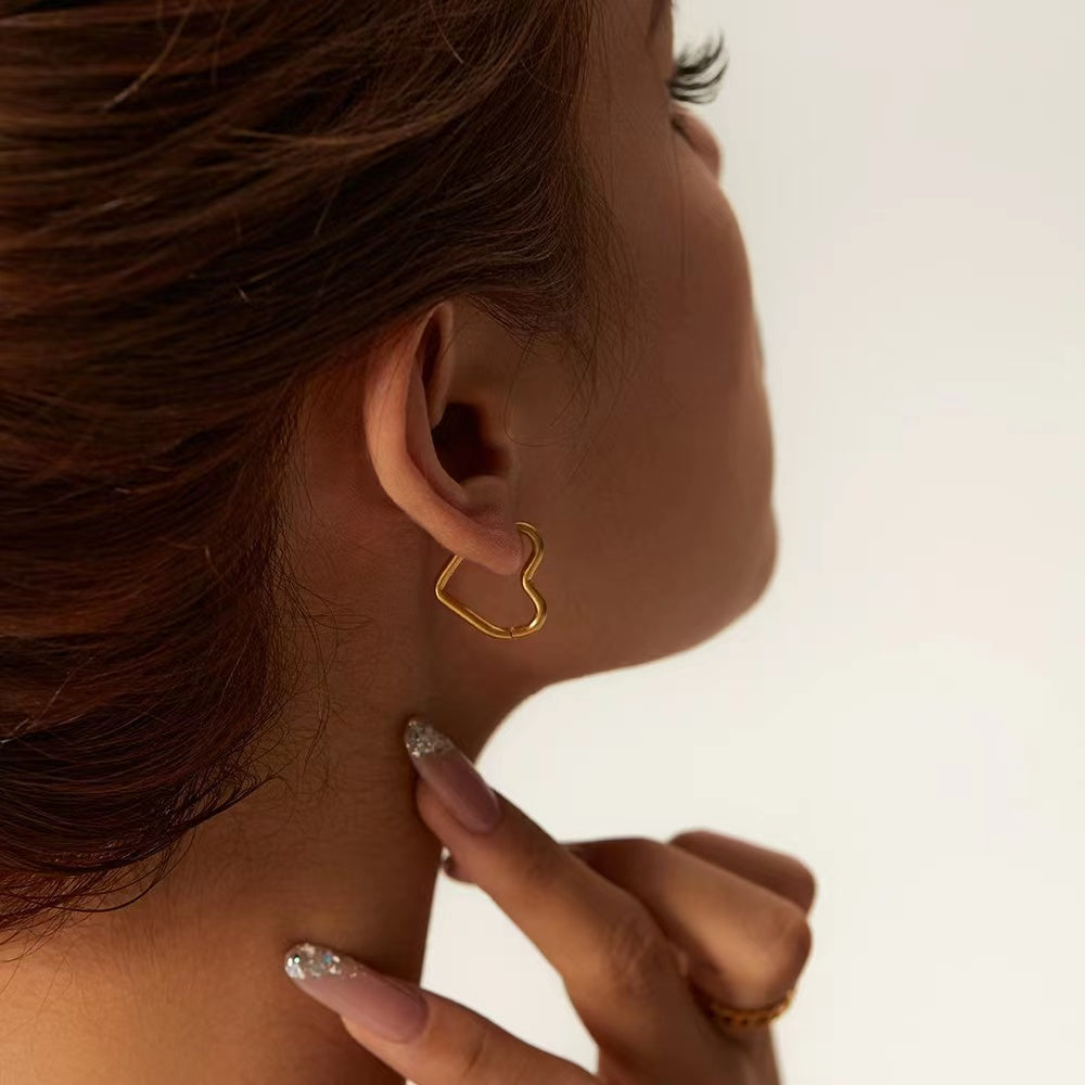 18K Gold or Rhodium plating heart outline earrings