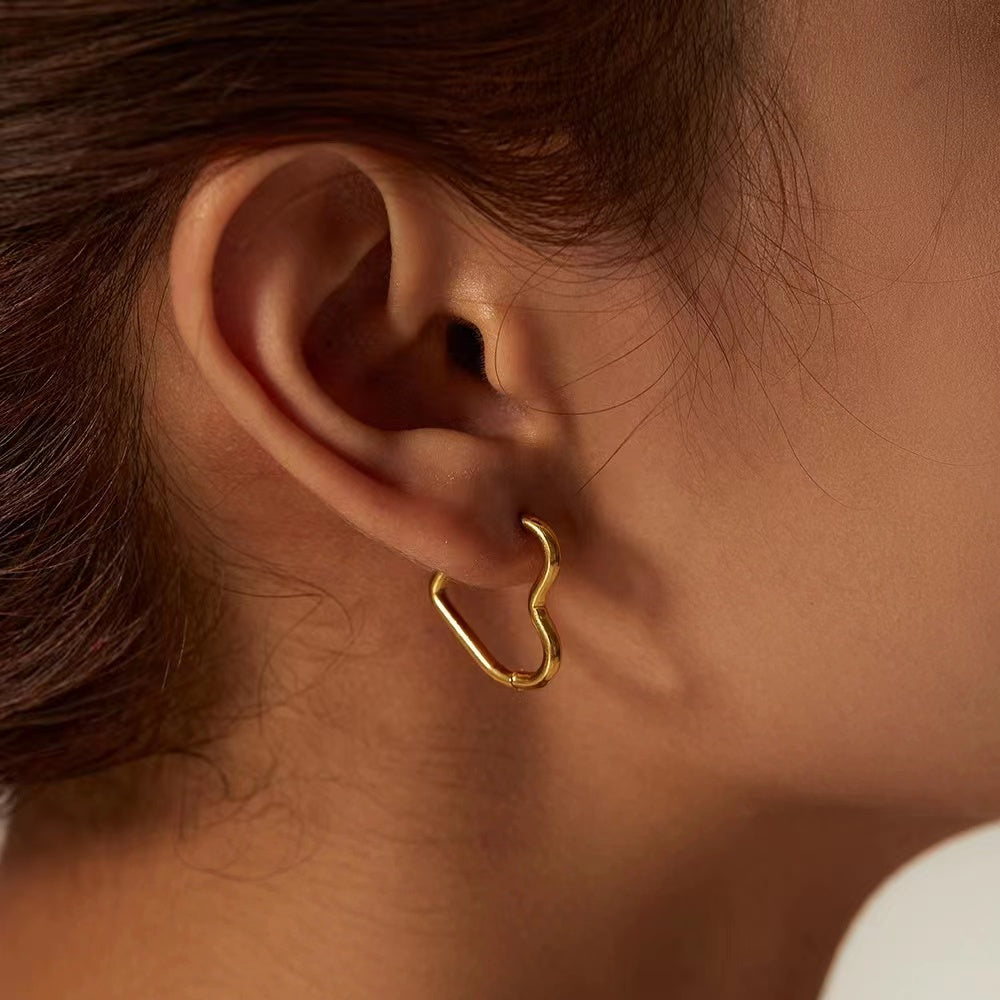 18K Gold or Rhodium plating heart outline earrings