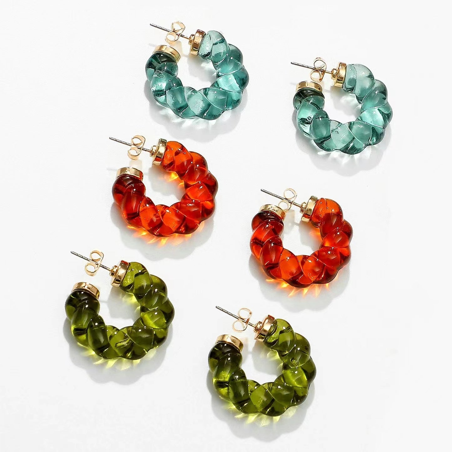 Multi color transport plastic hoop earrings