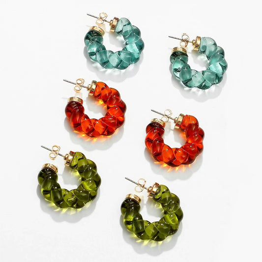 Multi color transport plastic hoop earrings