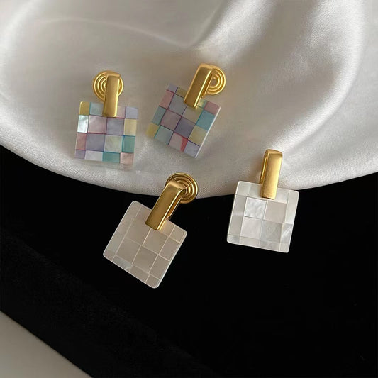 S925 silver shell geometry  entry luxury earrings