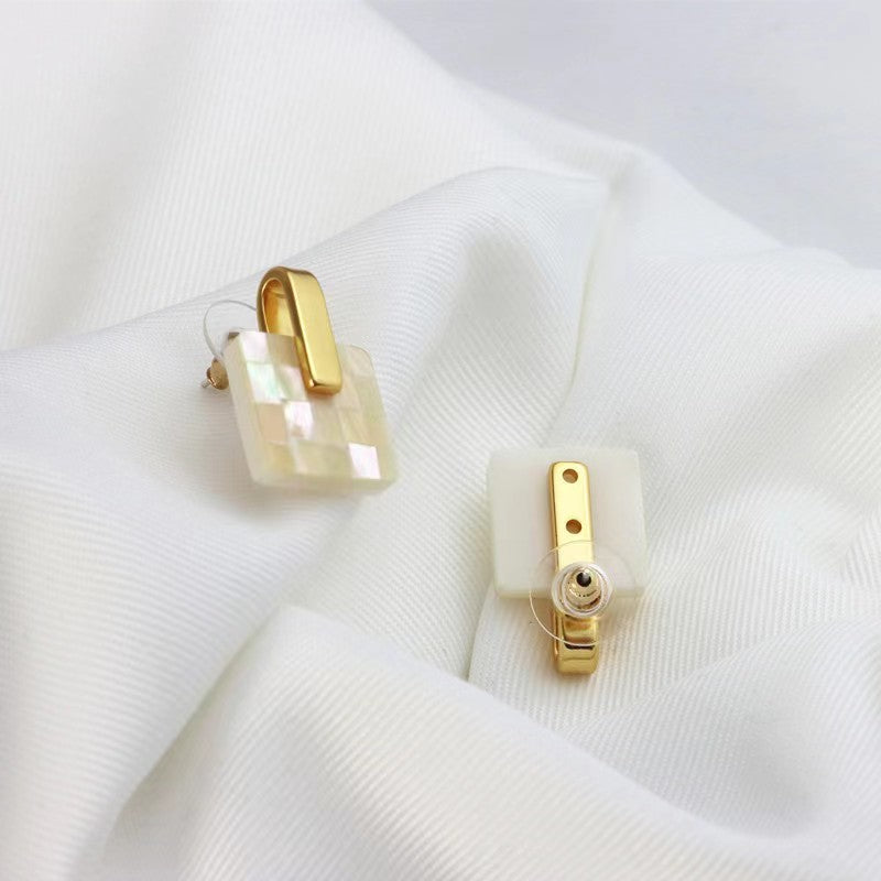 S925 silver shell geometry  entry luxury earrings