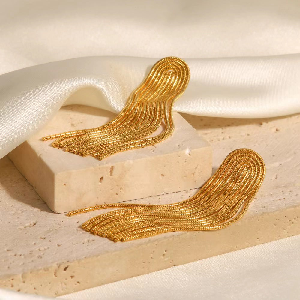 18K gold plating  tassels shape of earrings