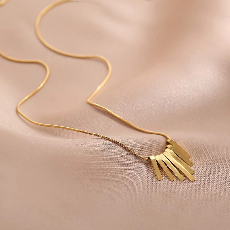 18K gold plating multi pendant fringes necklace
