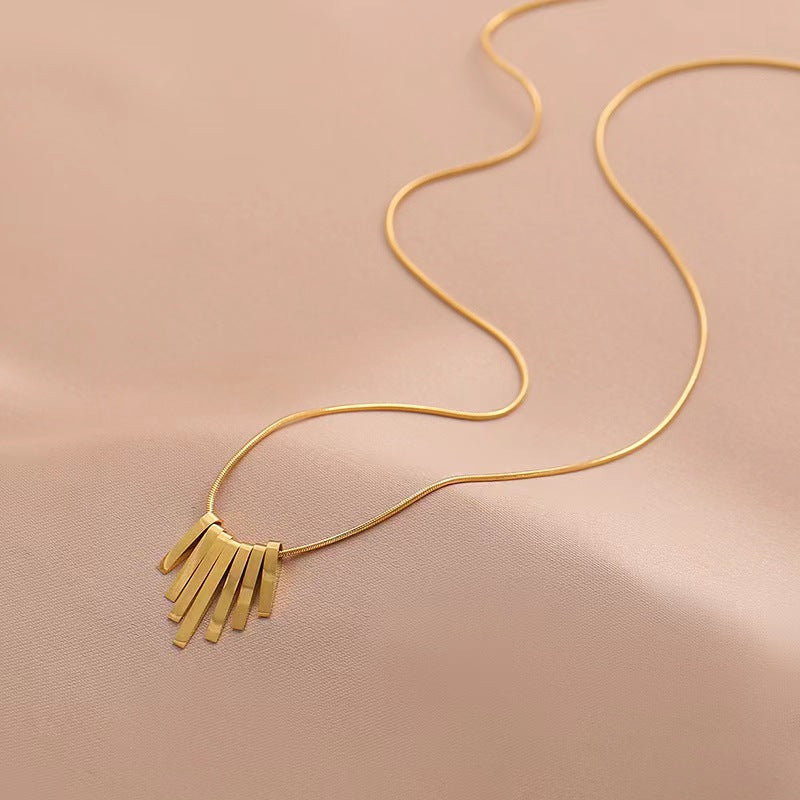 18K gold plating multi pendant fringes necklace