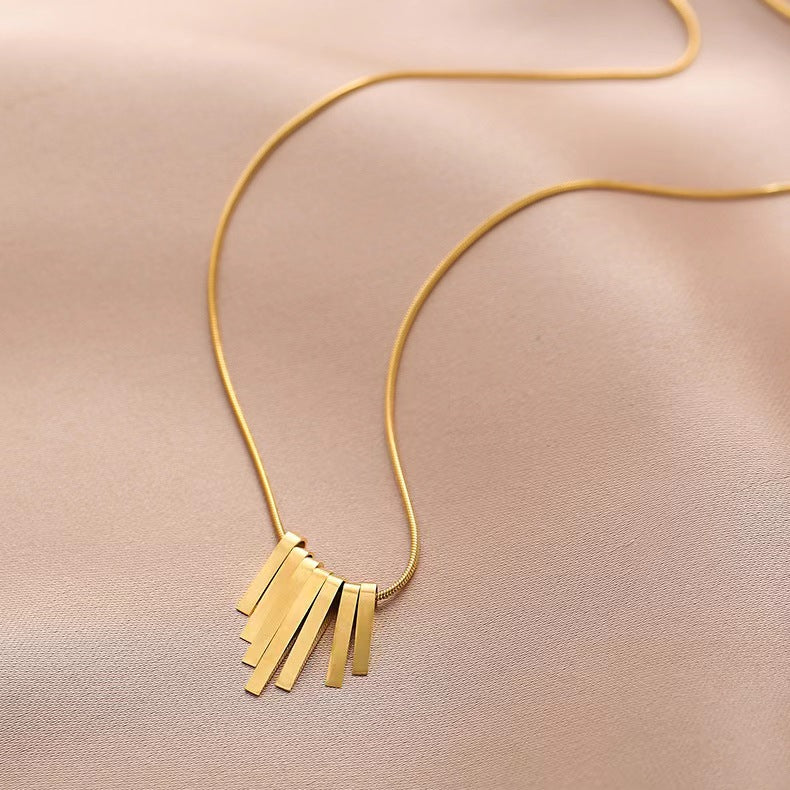 18K gold plating multi pendant fringes necklace