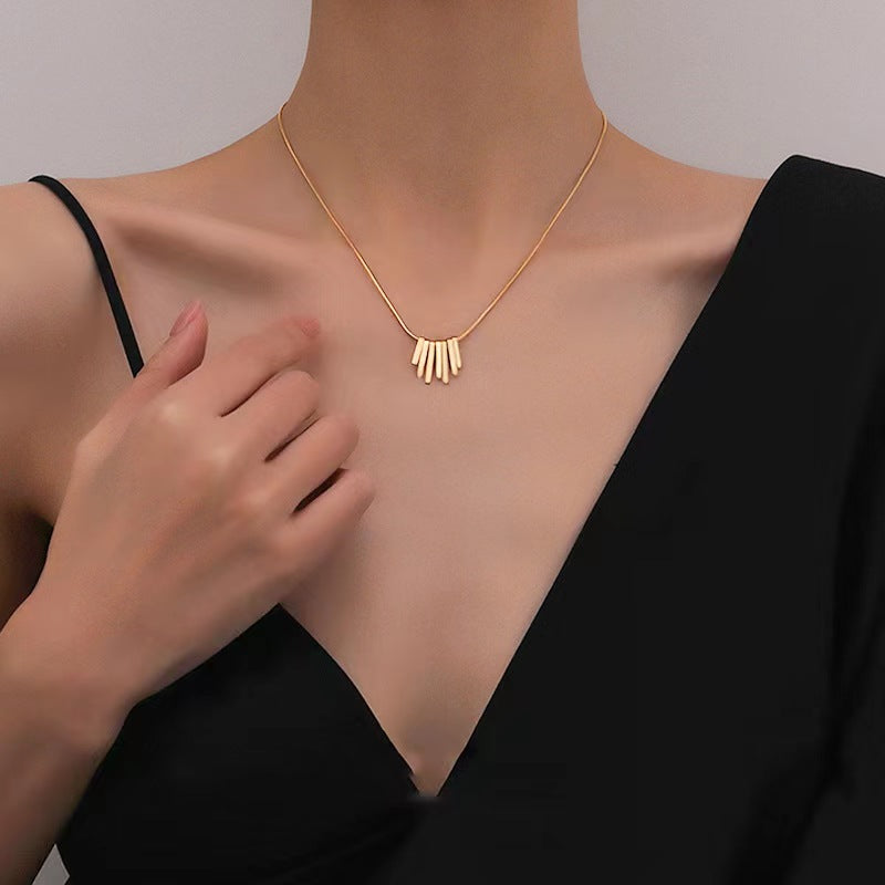 18K gold plating multi pendant fringes necklace