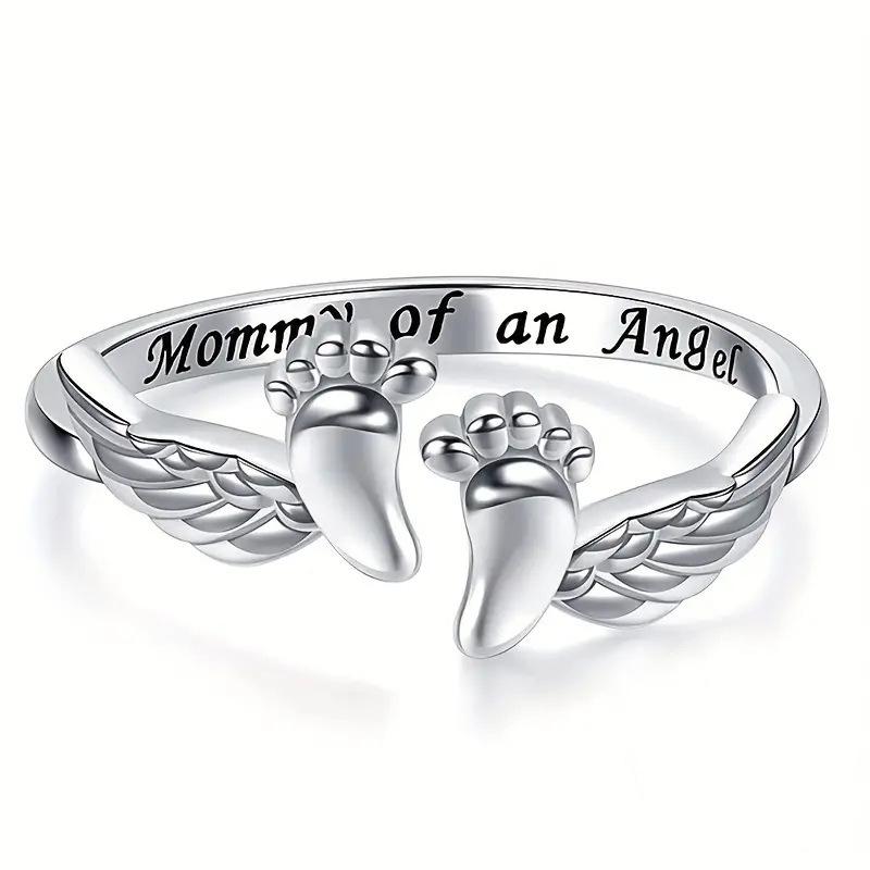 Women's Sweet Baby Symbolism Engraved Personalized Copper Jewelry Ring - Customized, Elegant Ladies' Mom-Style Fashion Ring, Ideal Mommy Gift