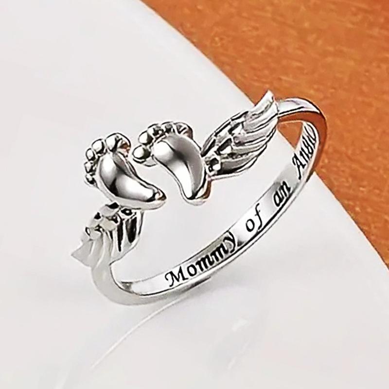 Women's Sweet Baby Symbolism Engraved Personalized Copper Jewelry Ring - Customized, Elegant Ladies' Mom-Style Fashion Ring, Ideal Mommy Gift