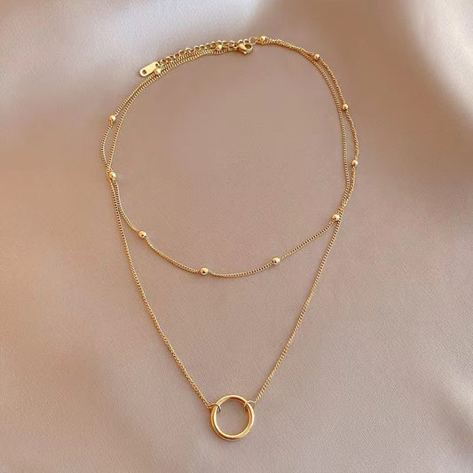18K gold double layers of necklace