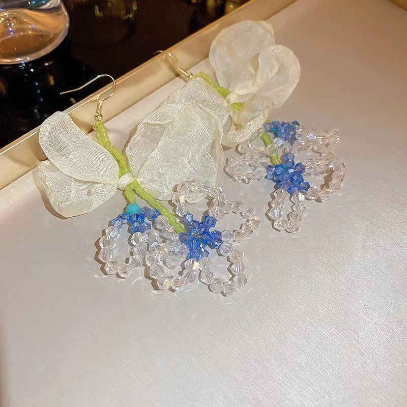 Hand-made Flower series fashion primer luxury  earrings